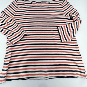 TALBOTS Women Comfy Cotton Tunic 3/4 Sleeve Multicolor Stripe L